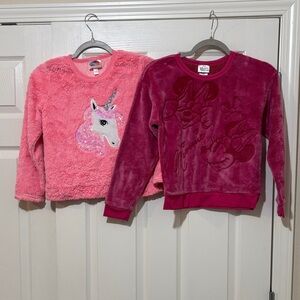 Pink Unicorn and Pink Minnie Mouse Kids Fleece-Two Tops